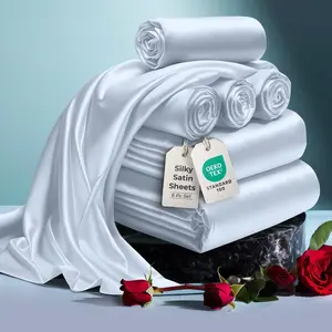 DECOLURE Satin Bed Sheets - 6 Piece Luxury Set, Softer Than Silk, Wrinkle-Free, 15” Deep Pocket Fitted Sheet, Perfect for Hair & Skin, Gifts for Women, Full Size, Premium Satin, Machine Washable, Fade-Resistant