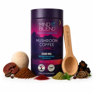 Mind Blend Organic Mushroom Coffee Beverage, 33 Servings, Lion's Mane, Cordyceps, Kanna, Adaptogens, USDA Organic, Made in USA, Supports Stress Relief, Cognition, Energy, Gut Health, Mental Focus