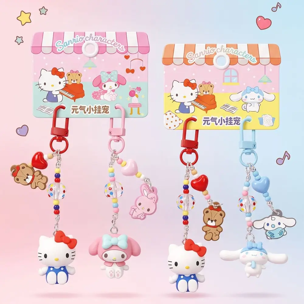 L Sanrio Melody & KT Cat Set Keychain, Cinnamon Dog Set Cell Phone Strap