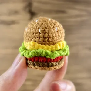 Handmade Amigurumi Crochet Hamburger Plushie