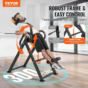 VEVOR Inversion Table, 300lbs Capacity Heavy Duty Inversion Table, Decompression Back Stretcher Machine, Strength Training Equipment with Headrest, Ankle Lock, Adjustable Protective BeltVEVOR Super Brand Day