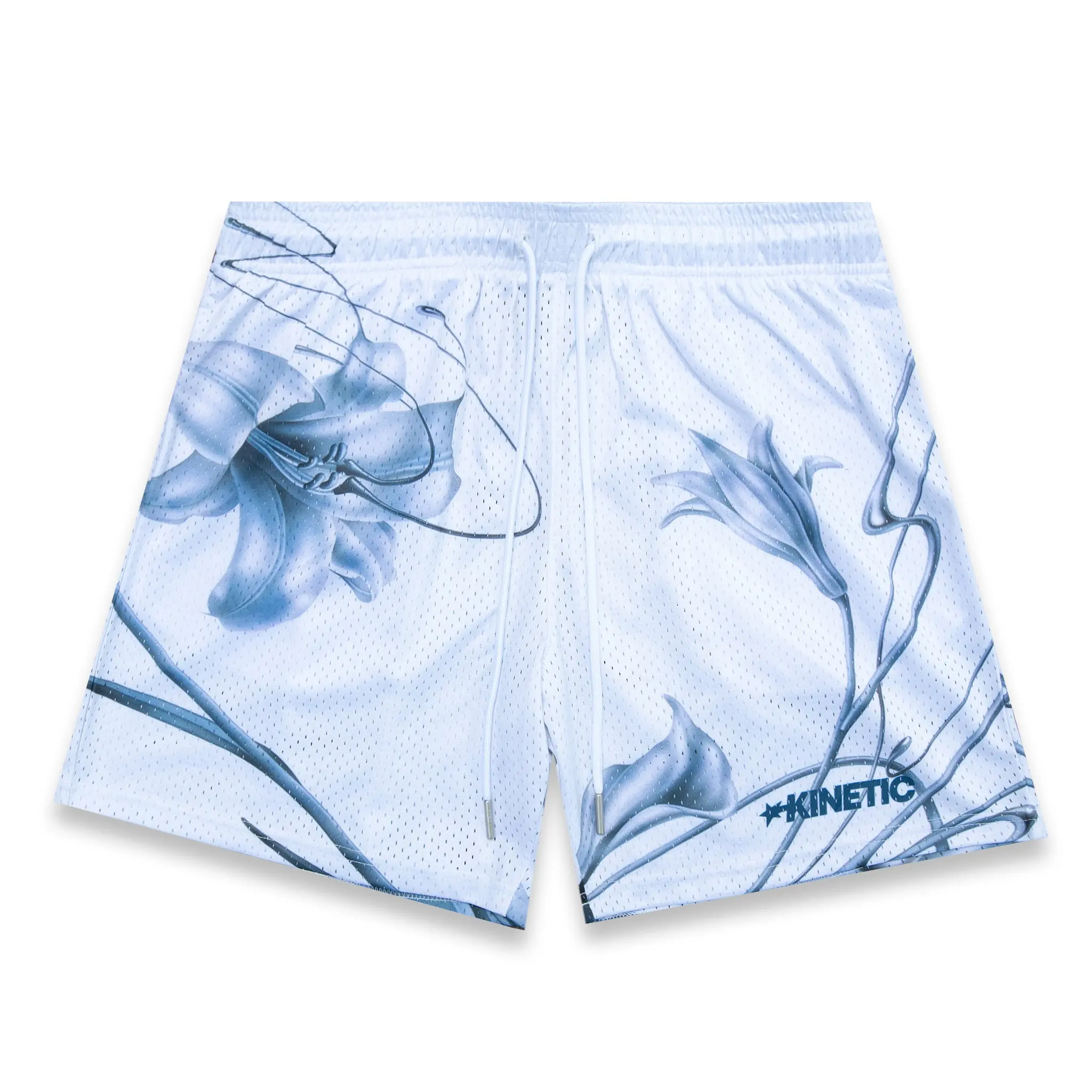Floral Star Fundamental Short Blue Marble Smoke Mesh Athletic Summer Shorts