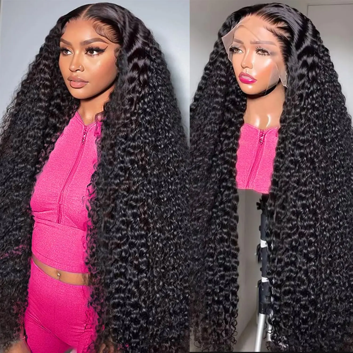 [30 Inch $79.9] Haloqueen 30 Inch Deep Wave Lace Front Wigs Human Hair 13x6 Hd Lace Front Wigs 200% Density For Women Wet And Wavy Glueless Wigs Pre Plucked With Baby Hair Deep Curly Wig Natural Black Color #Outdoorfun #New Year Gift