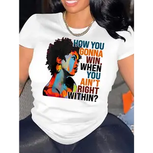 [100% Cotton] A Crew Neck, Relaxed Fit T-Shirt For The Spring And Summer Season Featuring An African American Graffiti Portrait Print And Made From Polyester Knit Fabric. T-Shirt For Men And Women 052