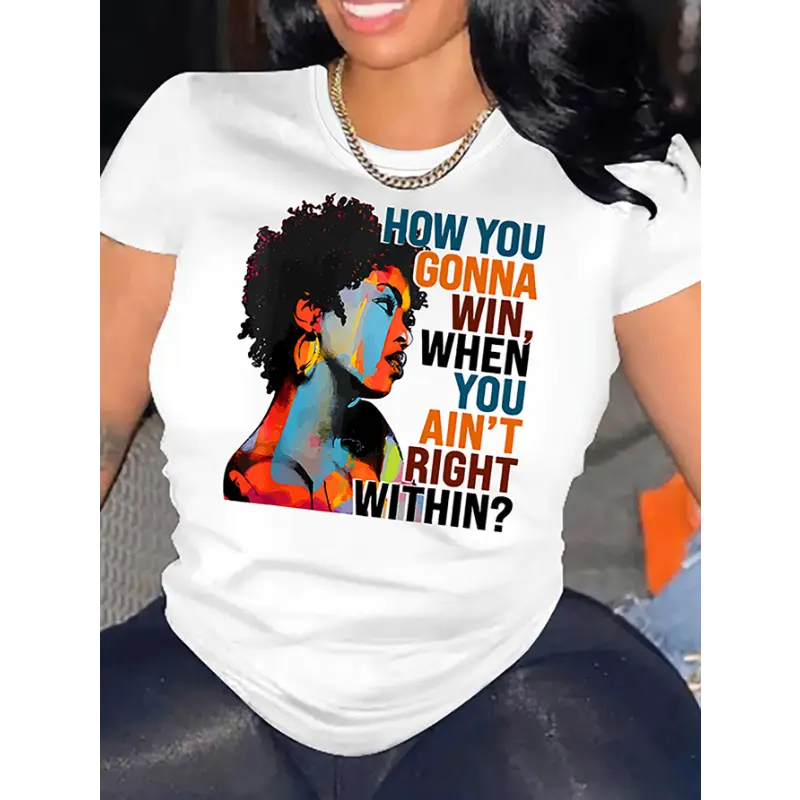 [100% Cotton] A Crew Neck, Relaxed Fit T-Shirt For The Spring And Summer Season Featuring An African American Graffiti Portrait Print And Made From Polyester Knit Fabric. T-Shirt For Men And Women