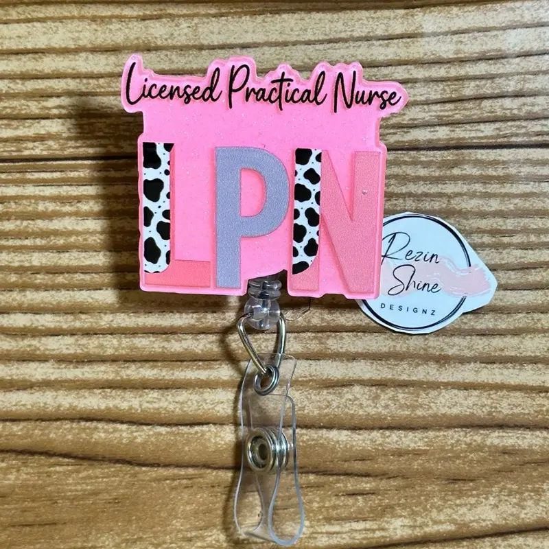 Licensed Practical Nurse LPN Pink Badge Reel
