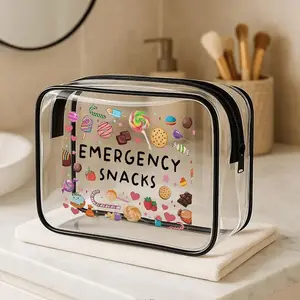 Clear Emergency Snack Bag Portable Travel Storage Pouch Large Capacity Ideal for Road Trips, Picnics, Daily Snacks, Perfect Gift