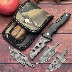 4-blade replaceable outdoor tableware set with storage bag, portable cooking tool kit for camping and hiking