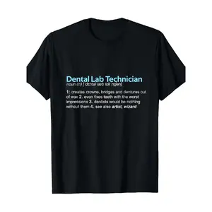 Funny Dental Lab Technician Definition T-Shirt - 220gsm Heavyweight 100% Cotton Casual Round Neck Short Sleeve Tee with Dental Chart Design & Lexicon Entry Joke for Dentists, Dental Assistants, Lab Technicians - Humorous Gift for Dental Professionals (Men