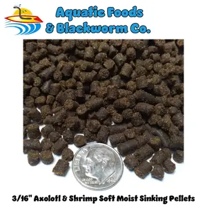 Axolotl Food, Soft Moist Sinking 3/16" Pellets for Juvenile Axolotl. Also Shrimp, Snails, Crabs, Bottom Fish, All Tropical Fish. FREE 4-Type Wafer Mix & 12-Type Pellet Mix Included