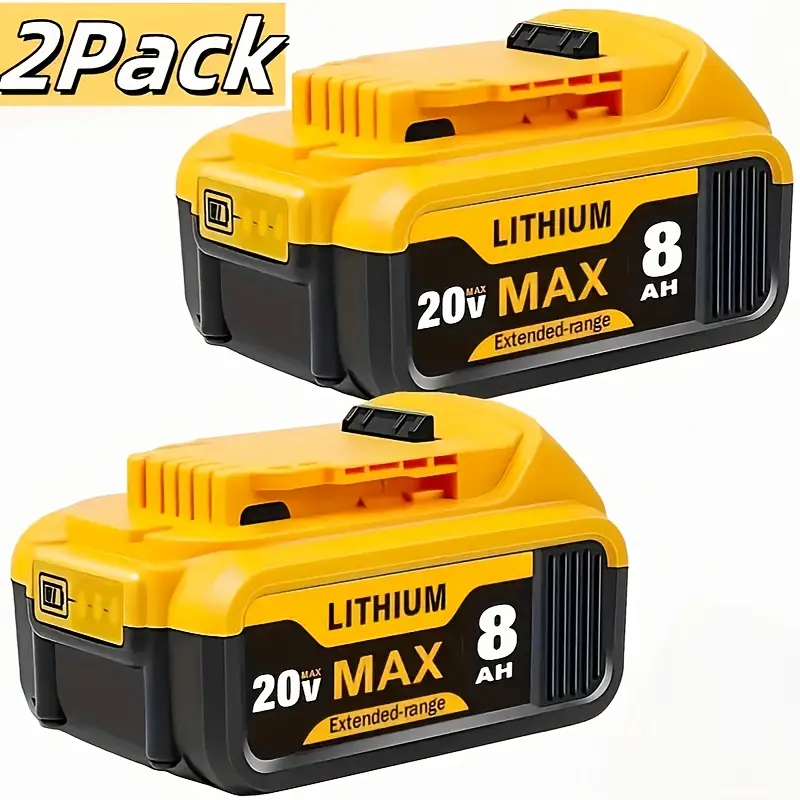 2Pack 20V 8.0Ah Replacement Batteries for Dewalt 20V MAX Battery DCB200 20V XR Battery Compatible with DCD/DCF/DCG/DCS Series Cordless Power Tool