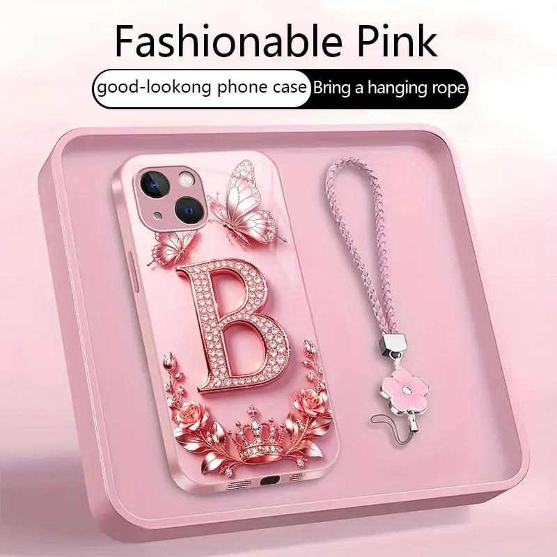 Suitable for [iPhone 15 ] High-end, stylish letter-patterned phone case, 2D printed pattern, not 3D,full-coverage protection, free lanyard included,Purchase now and enjoy free shipping immediately！YM99