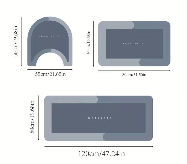 3-pack soft absorbent non-slip bathroom mats, toilet U-shaped mat, washable floor mat, entryway door mat, European/American minimalist toilet floor mat, non-slip design, bathroom decor accessories, home decor