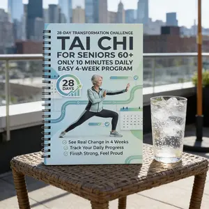 Premium Spiral-Bound Tai Chi for Seniors 60+ Workbook– 28-Day Transformation Challenge with 10-Minute Daily Easy Routines, Progress Tracking Calendars, Step-by-Step Guidance,Durable Coil Binding, Perfect for Senior Home Fitness, Balance Improvement