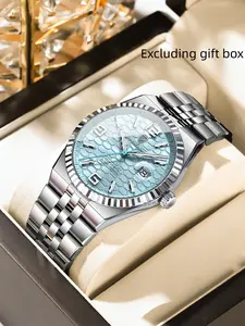 Poedagar original men's watch, Luminous Fashionable Watch, waterproof luminous date stainless steel quartz watch, fashion accessory, Stainless Steel Wristwatch