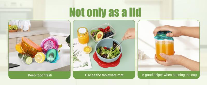 Rottogoon Silicone Stretch Lids for Food Storage Reusable Elastic Bowl Covers for Cups Jars Round & Rectangular Containers Microwave Safe Fridge Covers Multicolor Food Grade Kitchen Utensils & Accessories Kitchenware