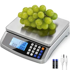 66lb Food Scale, Commercial Kitchen Scale with Price Computing, Plug-in Usable, 0.05oz/1g, 304 Stainless Steel, for Cooking, Vegetables, Farm, Industry, Counting. LC300QuesearQuesear