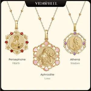 VidaWheel Aphrodite Necklace Goddess of Love & Beauty  For Love, Self-Worth, and Divine Feminine Energy | Venus Necklace for Manifestation & Self-Care Rituals | Perfect Gift for Her & Anniversaries Gold Plated Amulet