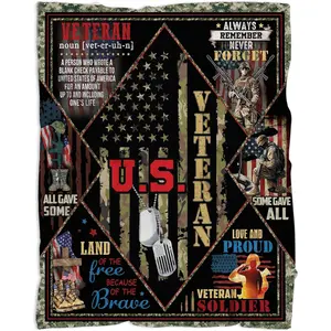 280GSM Veteran Blanket - Soft, Warm Patriotic Gift for Soldiers, Veterans on Special Occasions