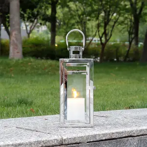 12'' High Glass Metal Decorative Candle Lantern (Gold) Light Christmas Hanging Wedding Ornaments Decoration Artistic