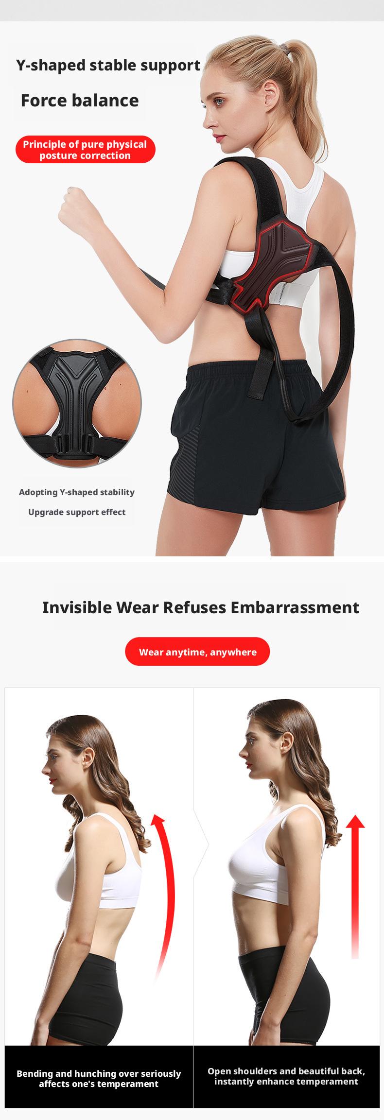 Unisex Adult Straight Back Invisible Inner Wear Lightweight Adjustable Back & Shoulder Support for Home Office & Sports