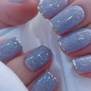 Charming Blue Magic Rose Press-On Nails | CurvLife Nail | 30pcs Medium Almond Fake Nails | Glossy Finish with Sparkling Petals & Delicate Details | Easy to Apply, Comfortable & Long-lasting | Perfect for Dates, Parties, Bridal Showers & Elegant Occasions