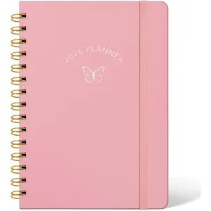 Hardcover 2026 Planner Daily Weekly and Monthly, Jan.2026 - Dec.2026, Spiral Calendar 2026 Agenda Planner Book for Teacher Student College, Monthly Tabs, 6 "x 8.5",