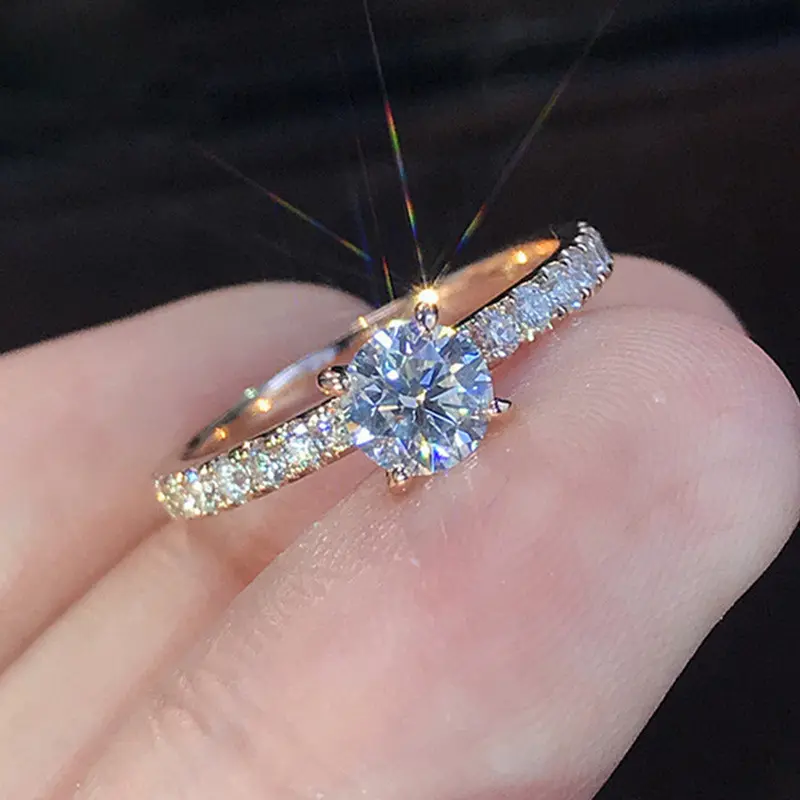 Women Shiny Zircon Rings Party Ring Vintage Zirconia Ring Elegant Women Engagement Rings Handmade Rings Jewelry Wedding Party Gift