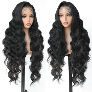 UGORGEOUS Long Wavy Lace Hairline Wig Hairstyle Synthetic Heat Resistant 32Inch Glueless Wig Body Wave Wig 13*6 Lace Front Natural Wavy Pre Plucked Wigs Lace Frontal for Women