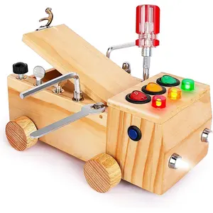 BY-ITC46    Busy Board,Montessori Screwdriver Board Set for 2-6 Years Old,Montessori Busy Board with LED Light,Wooden Sensory Toys for Boys & Girls,Christmas & Birthday Gift