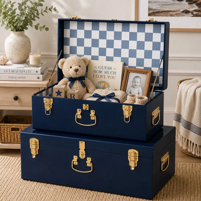 Keepsake Trunk Baby Wedding Shower Kids Nursery Home Decor Floral Flower Storage Bin Decoration File Office Children Toys Christmas Birthday Gift
