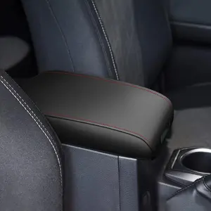 Armrest Pad for Toyota Tacoma 2016-2023 | Console Cover - Easy Install & Interior Guard | Snug Fit & Wear-Resistant | Black with Red Stitches