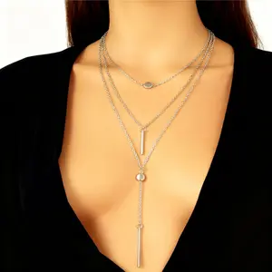 Trendy Layered Chain Necklace for Women Stylish Multi Layer Design with Cute Pendants Perfect for Daily Wear Date Night and Party Outfits Stackable necklace、Layering choker、Metal pendant necklace、Silver gold necklace、Heart bead cylinder charm