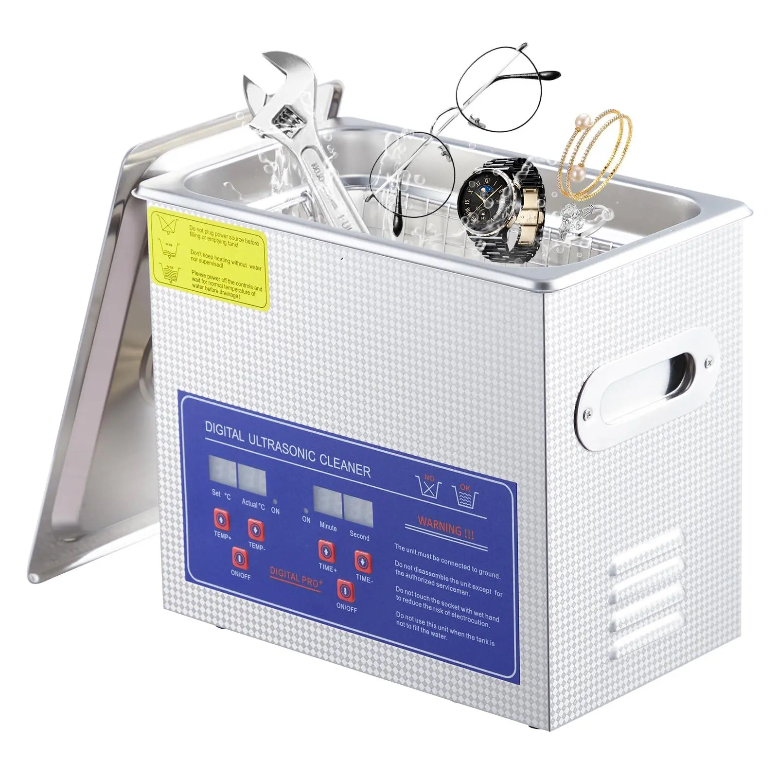 GARVEE 3.2L Commercial Ultrasonic Cleaner - 40kHz, 120W Professional Machine with Digital Timer & Heater for Watches, Eyeglasses, Rings