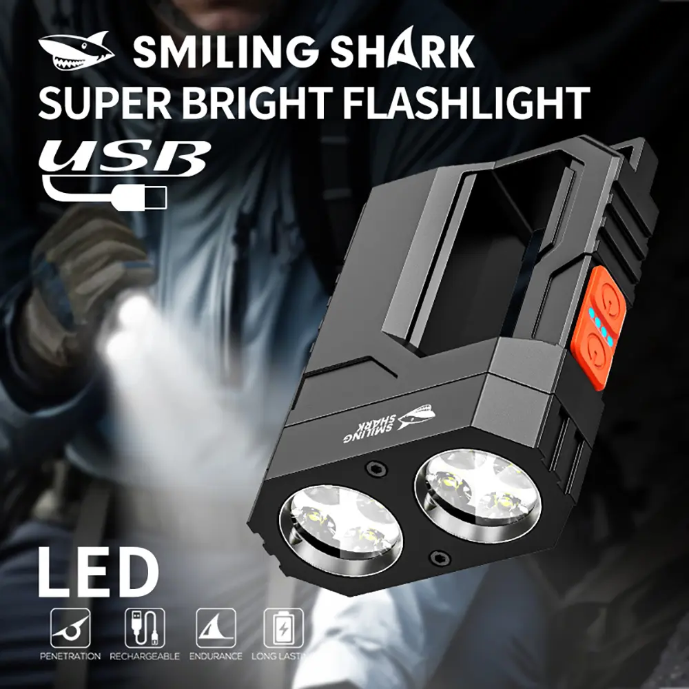 【SD-5358】 SmilingShark Rechargeable Flashlight High-Brightness LED Portable Multiple Modes Fast Charging ABS Splash Resistant Everyday Carry Home Emergency