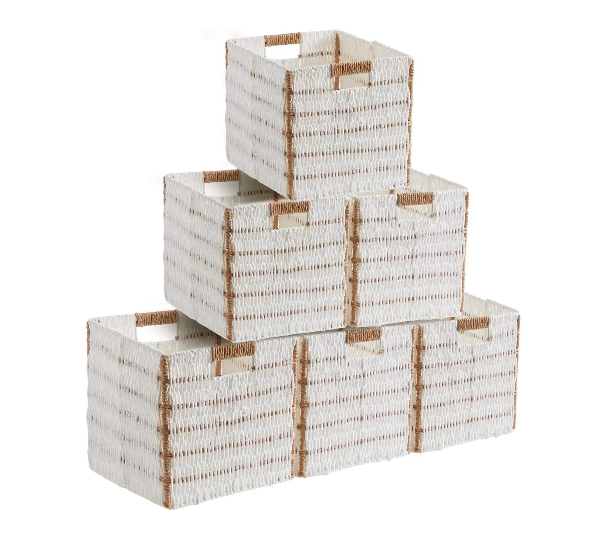 Ornavo Home 6 Pack 13"in  Paper Wicker StorageCube BIn