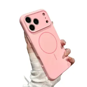 iP17ProMax Liquid Silicone Magnetic Phone Case 16 Integrated Buttons 12 Full Coverage Precision Hole 15/14/13 Silicone Smartphone Protective Case Shockproof