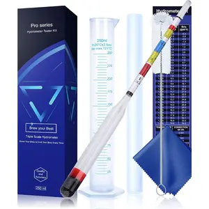 Hydrometer Test Kit, Triple Scale Alcohol Tester for Wine Beer Kombucha & Mead, ABV Brix Specific Gravity Tester + Test Jar for Home Brewing Wine Making