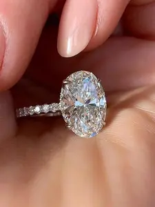 Fashion Oval Shaped Zirconia Ring, Engagement Ring for Women, Trendy All-match & Exquisite Jewelry for Birthday Gift