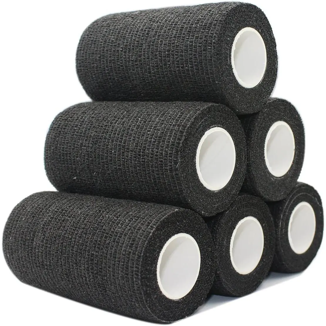 4 inch x 6 Pack Vet Wrap Adhesive Bandages - 5 Yards Self Adherent Cohesive Wrap Bandages Self Adhesive Non Woven Bandage Sports Medical Wrap Athletic Wrap for Ankle, Wrist, Sprains Black