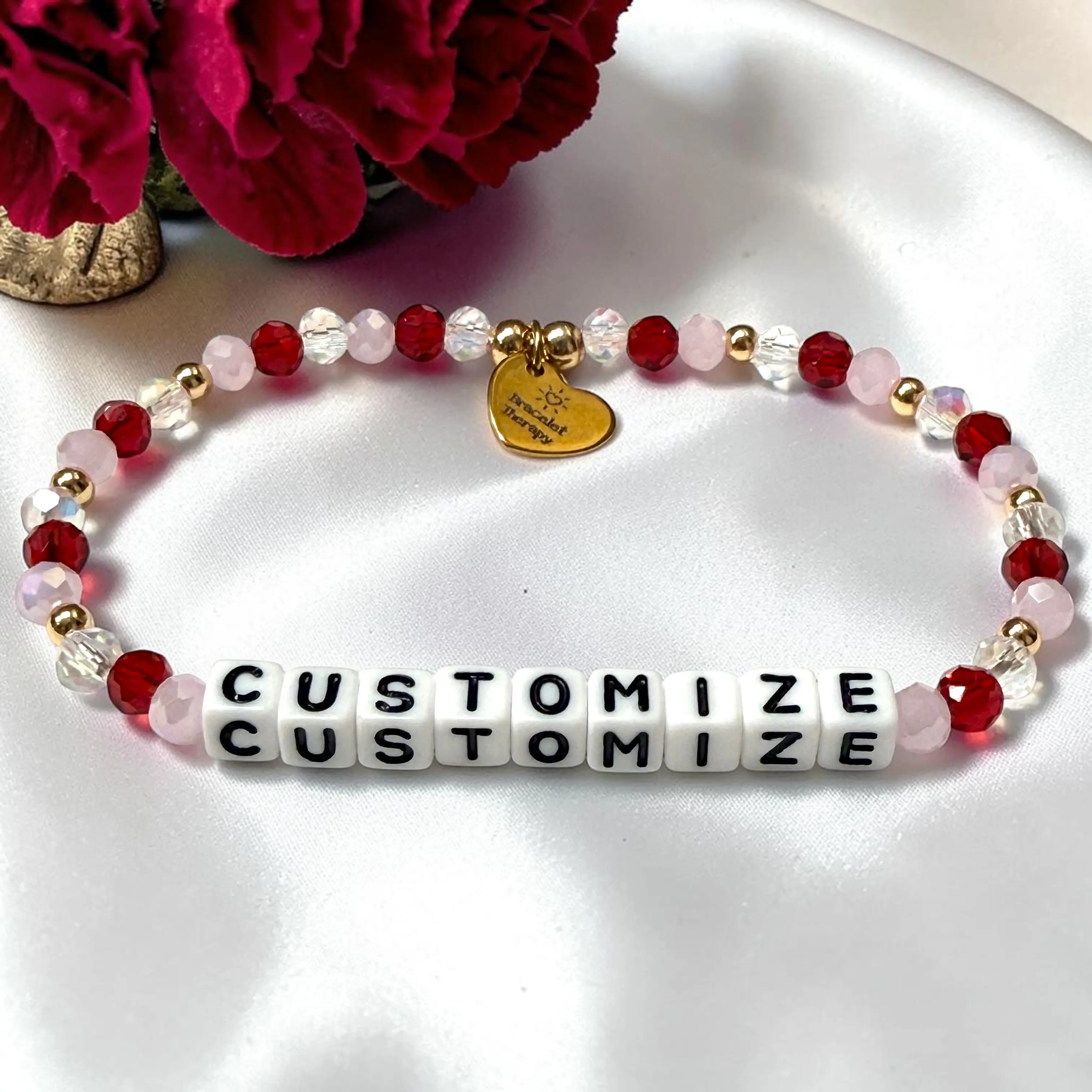 Red Bracelet | Red Beaded Bracelet | Personalized Bracelet | Custom Word Bracelet | Inspirational Word Bracelet | Motivational Bracelet for Women | Word Bracelet | Graduation Gift
