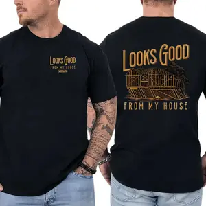 Looks Good From My House T-Shirt, Funny Carpenter Construction Frame Graphic, Builder Humor Graphic Shirt for Carpenters & Construction Workers, Gift for Contractors or Home Builders