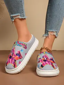 Men & Women Winter Warm Plush Slippers, Kpop Demons Hunter Design, Soft Non-Slip Bottom, Perfect Gift for Couples & Home Use