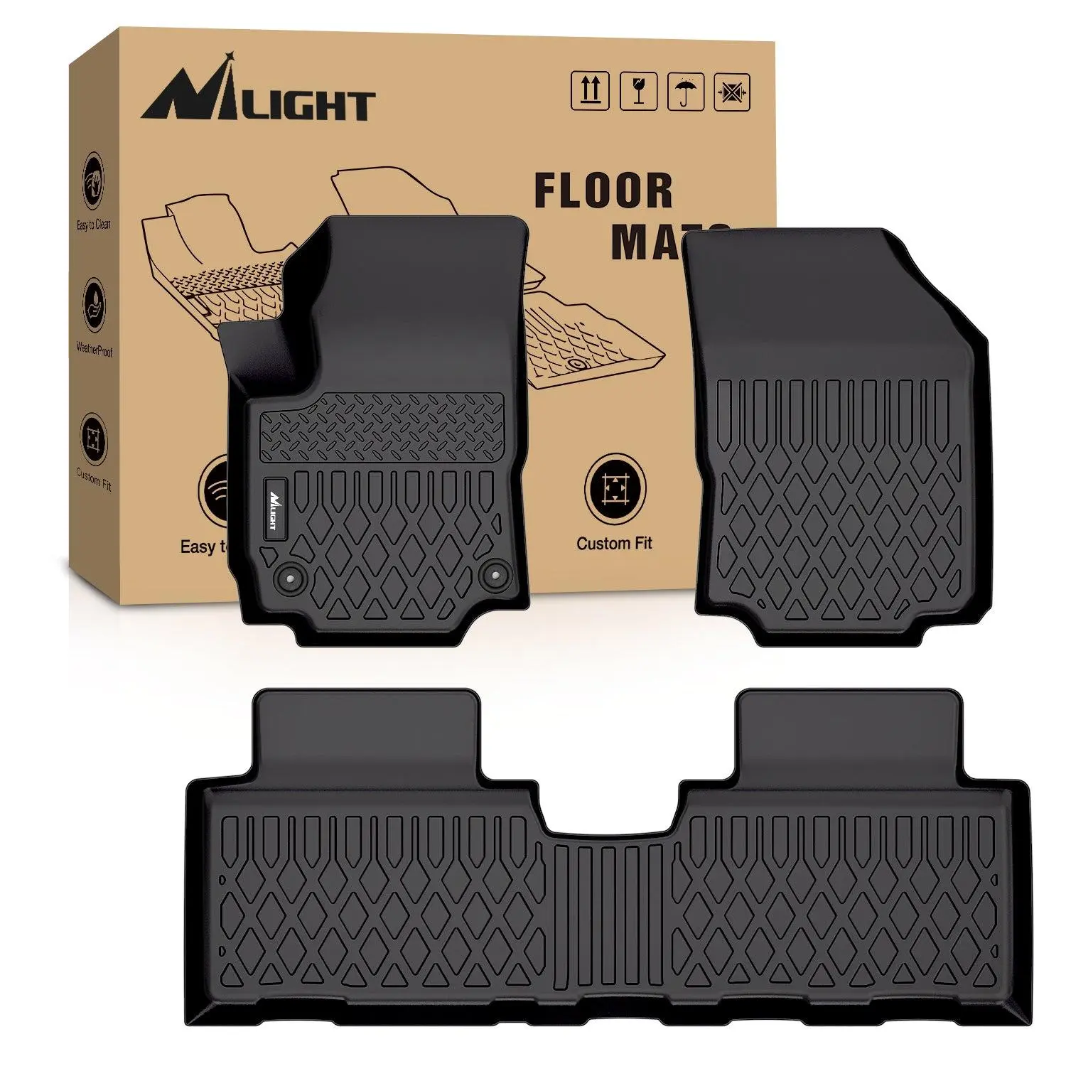 Niligt TPE Floor Mats - Custom Fit All-Weather Heavy-Duty Floor Liners for Chevy Equinox, GMC Terrain 2018-2024, Car Mat Accessory, Mat Floor Mats