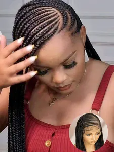 36 Inch Long Braided Lace Wigs for Women, Gorgeous Fluffy Wigs with Baby Hair, Synthetic Braided Lace Wigs for Party, Daily Use