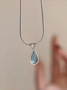 Casual Minimalism Elegant Exquisite Blue Water Droplet Pendant Necklace for Woman Daily Vacation Music Festival Anniversary Gift Couple's Gift，Gift for Her, Minimalist Necklaces