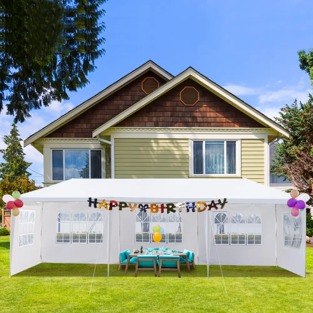 Fair Shade Cloth Fabric Frame Tent - 30x10x8.5FT Heavy-Duty 5-Wall Window Canopy, 37.5 lbs Iron Frame, Easy Setup (Assembly Required), Rugged Outdoor High Durability UV Protection, for Weddings Camping, Shade Cloth Fabric Frame Tents