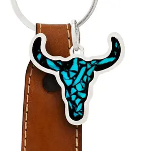 Steer Leather Keychain | Western - Style Keychain | Hand Crafted