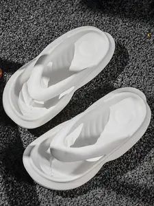 Unisex Flip Flops Soft Sole Comfortable Sandals, Indoor Bathroom Outdoor Beach Casual Footwear, PVC Leather Eva Sole Less Than Ankle Height