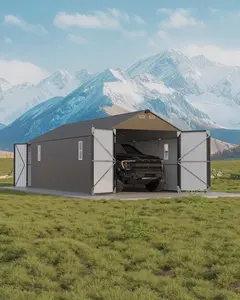 12x25 ft Metal Carport, Enclosed Car Port with Vertical Steel Roof for All-Weather Use, Metal Garage Shed with Man Door for Sedans & SUV, Gray